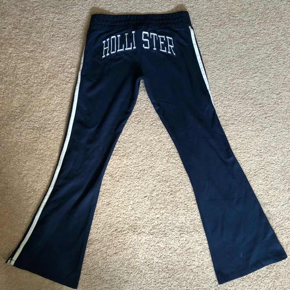 Hollister Navy Blue Kids Flare Sweatpants with White Side Stripe